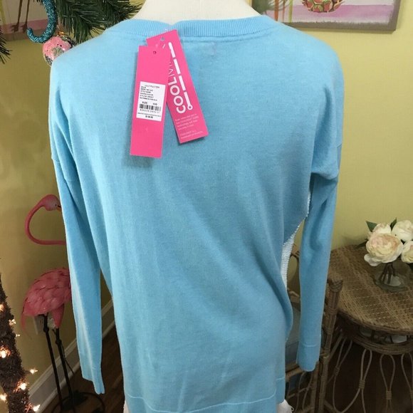 Lilly Pulitzer NWT Damara Coolmax Sweater Heathered Bayside Blue $138 Size XXS - Picture 8 of 11
